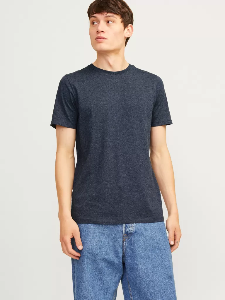 JACK & JONES Koszulki^Gładki Okrągły dekolt T-shirt Niebieski