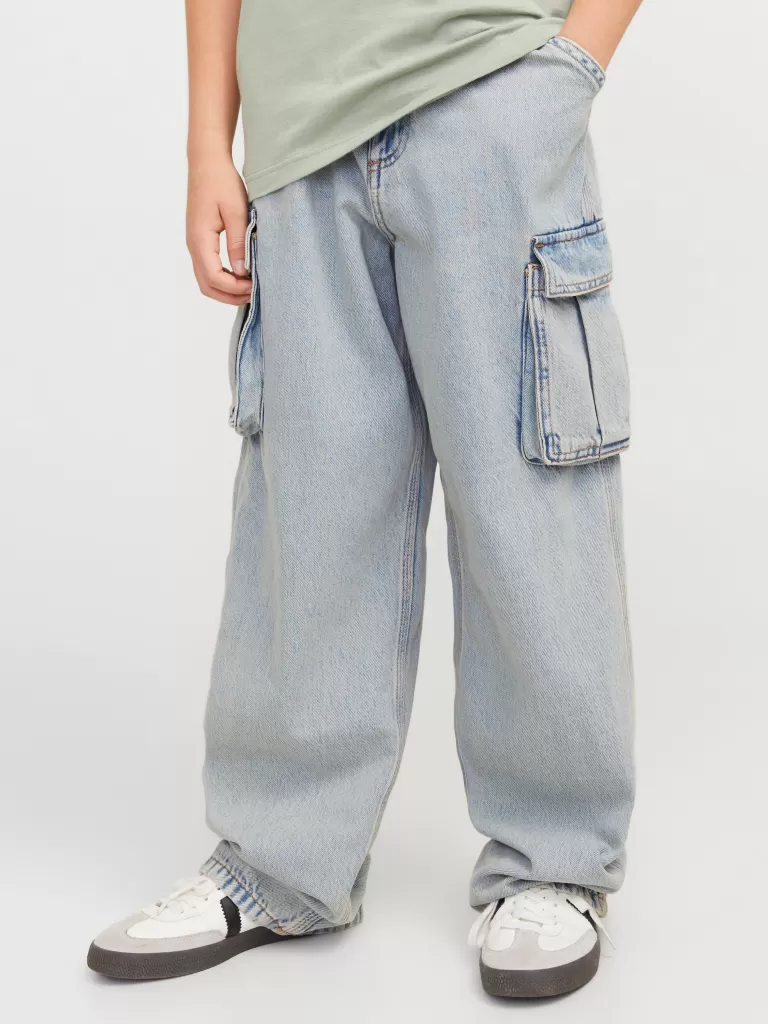 JACK & JONES Jeansy^JJIALEX JJCARGO AKM 311 LN JNR Jeansy o kroju baggy Junior Niebieski