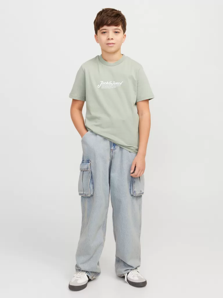 JACK & JONES Jeansy^JJIALEX JJCARGO AKM 311 LN JNR Jeansy o kroju baggy Junior Niebieski