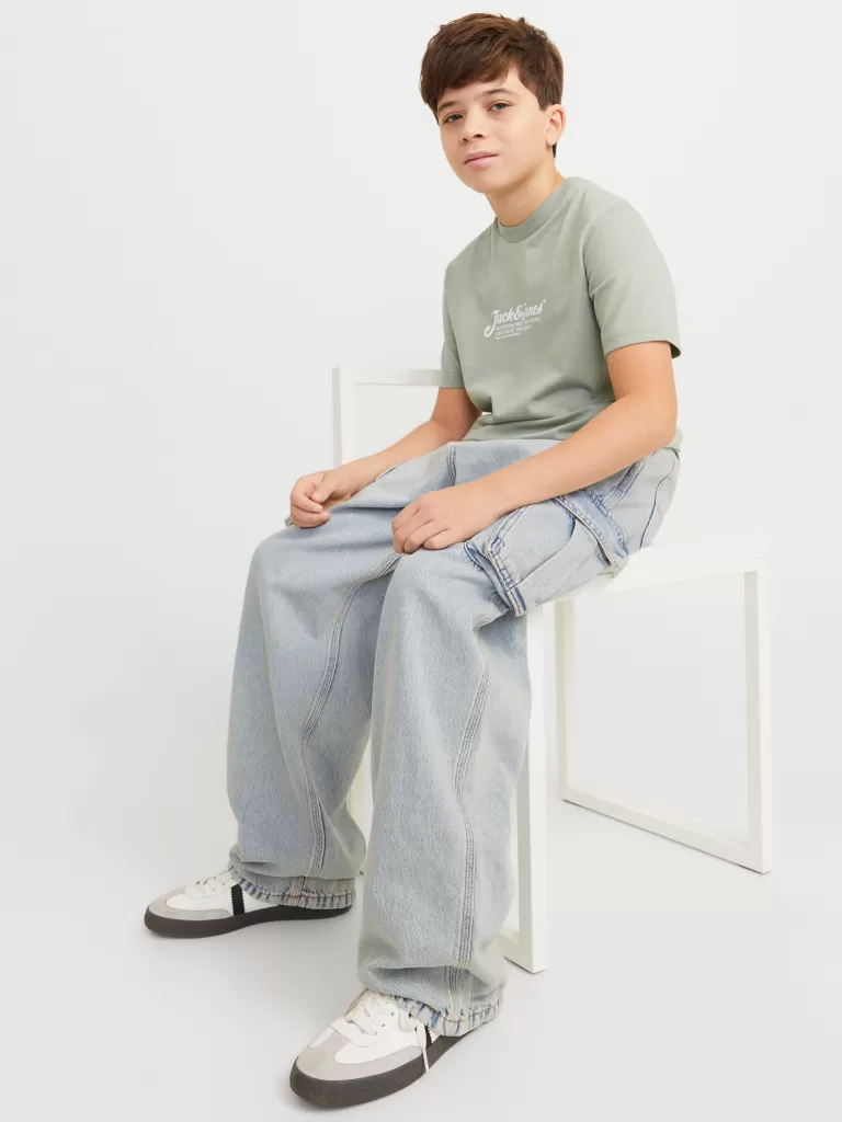 JACK & JONES Jeansy^JJIALEX JJCARGO AKM 311 LN JNR Jeansy o kroju baggy Junior Niebieski