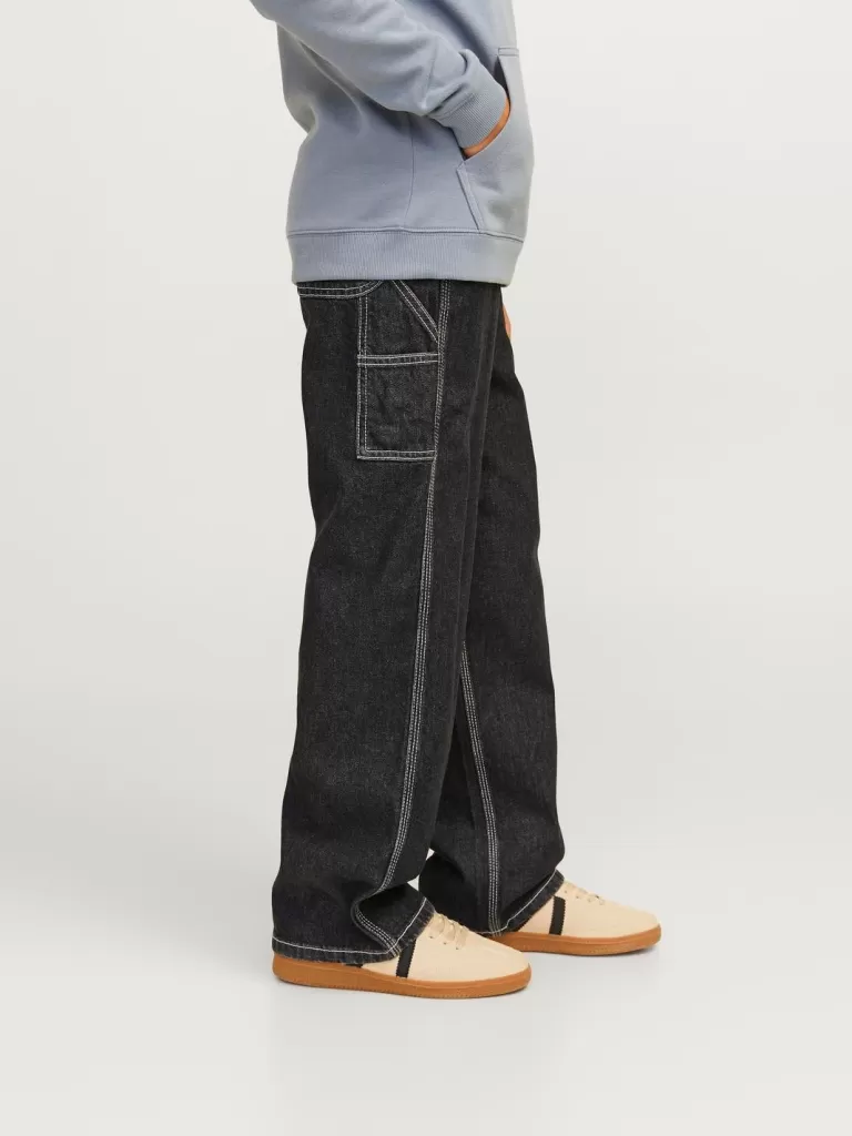 JACK & JONES Jeansy^JJIALEX JJCARPENTER MF 056 SN JNR Jeansy o kroju baggy Junior Czarny