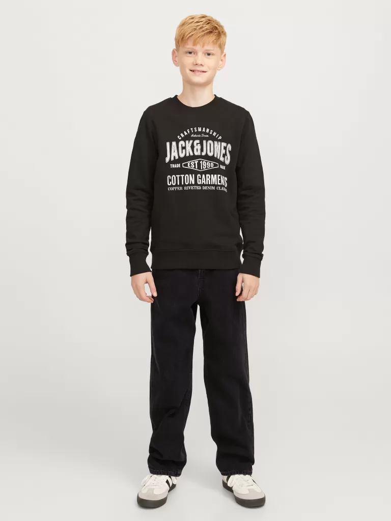 JACK & JONES Jeansy^JJICHRIS JJORIGINAL SQ 041 JNR Jeansy o swobodnym kroju Junior Czarny