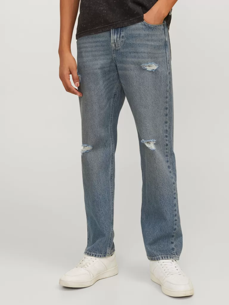 JACK & JONES Jeansy^JJICHRIS JJORIGINAL SQ 539 W.B JNR Jeansy o swobodnym kroju Junior Niebieski