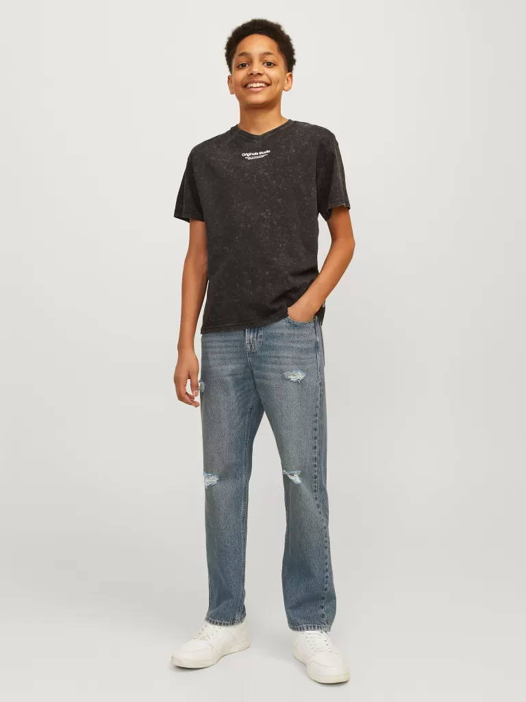 JACK & JONES Jeansy^JJICHRIS JJORIGINAL SQ 539 W.B JNR Jeansy o swobodnym kroju Junior Niebieski