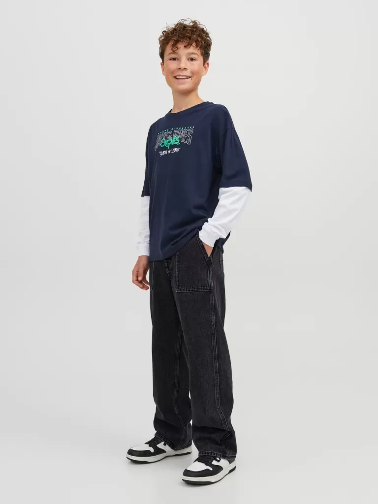 JACK & JONES Jeansy | Wyprzedaż^JJICHRIS JJUTILITY MF 823 JNR Jeansy o swobodnym kroju Junior Czarny