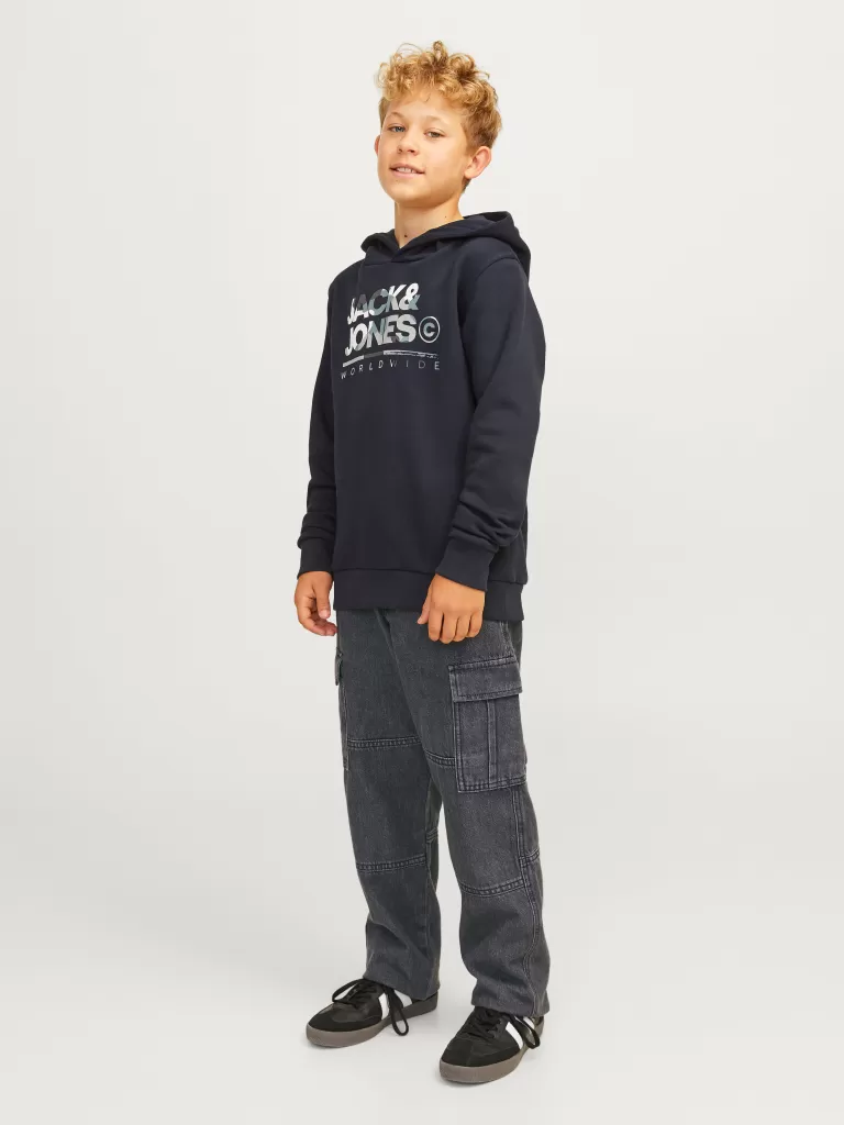 JACK & JONES Jeansy | Wyprzedaż^JJICHRIS JJWADE CARGO MF 348 JNR Jeansy o swobodnym kroju Junior Czarny