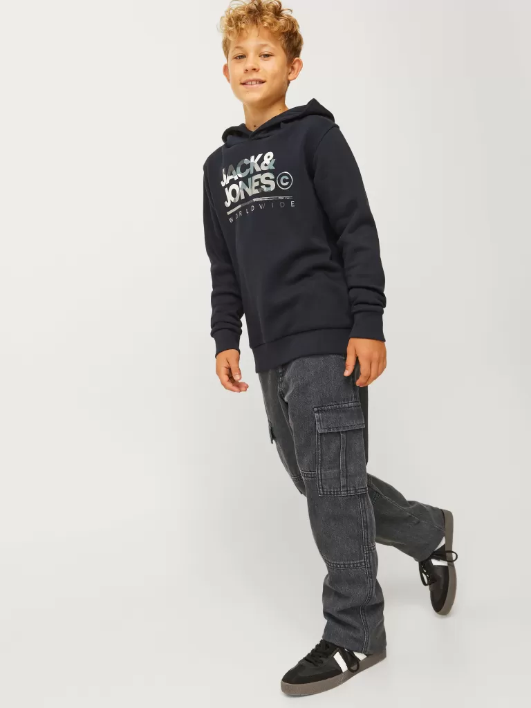 JACK & JONES Jeansy | Wyprzedaż^JJICHRIS JJWADE CARGO MF 348 JNR Jeansy o swobodnym kroju Junior Czarny