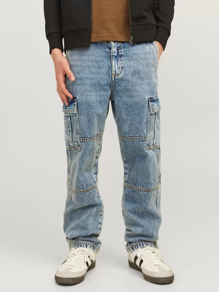 JACK & JONES Jeansy^JJICHRIS JJWADE CARGO MF 148 SN JNR Jeansy o swobodnym kroju Junior Niebieski