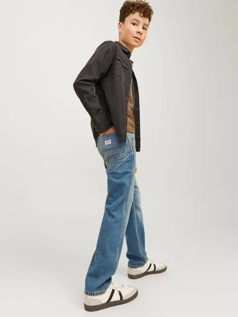 JACK & JONES Jeansy^JJICHRIS JJWORKER MF 048 SN JNR Jeansy o swobodnym kroju Junior Niebieski