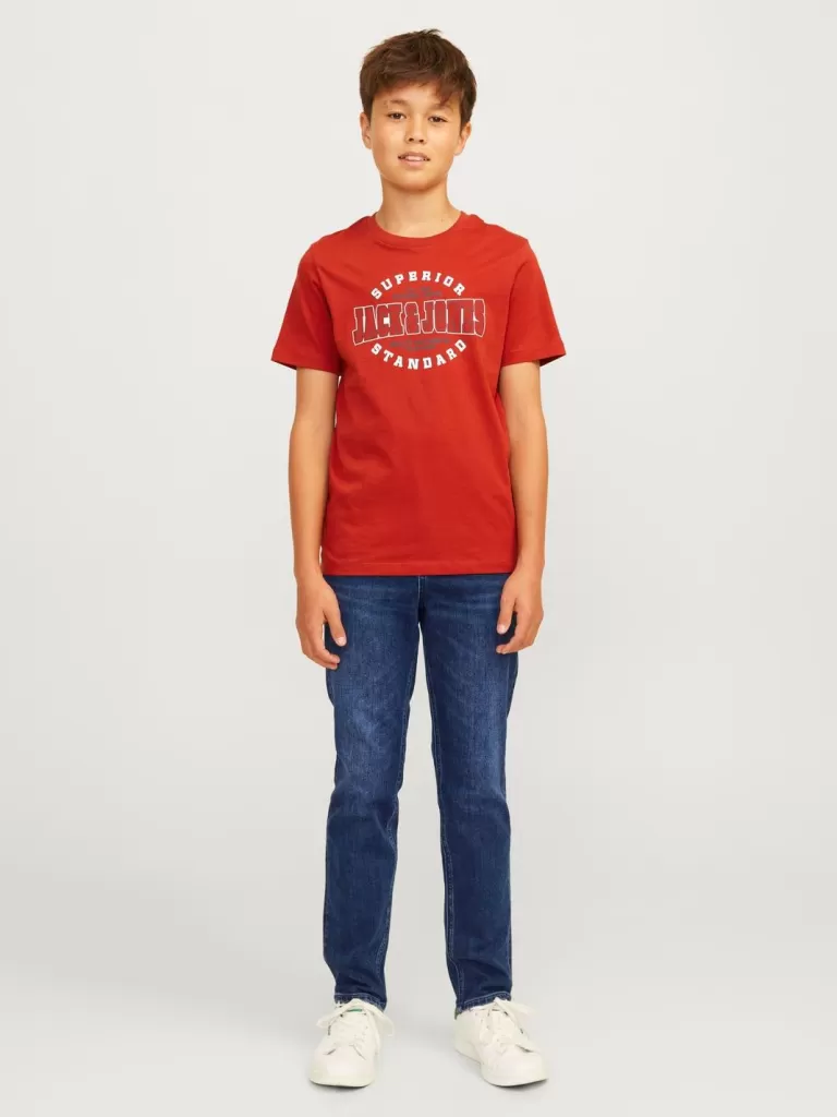 JACK & JONES Jeansy^JJICLARK JJORIGINAL AM 384 SN JNR Krój regularny Junior Niebieski