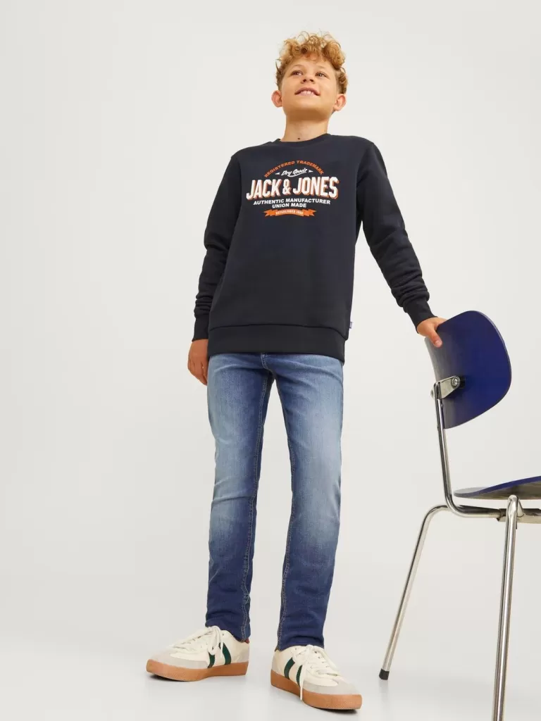 JACK & JONES Jeansy^JJIGLENN JJORIGINAL GE 001 I.K NOOS JNR Jeansy o kroju slim fit Junior Niebieski