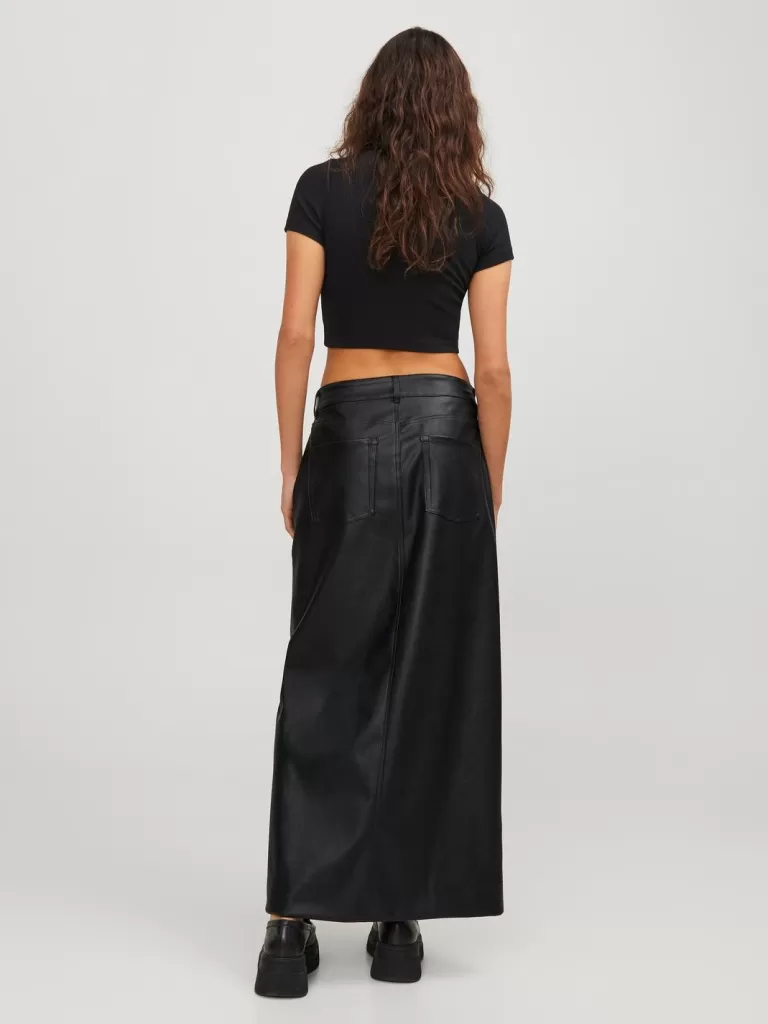 JACK & JONES Spónice^JXELVA Spódnica ze sztucznej skóry Czarny