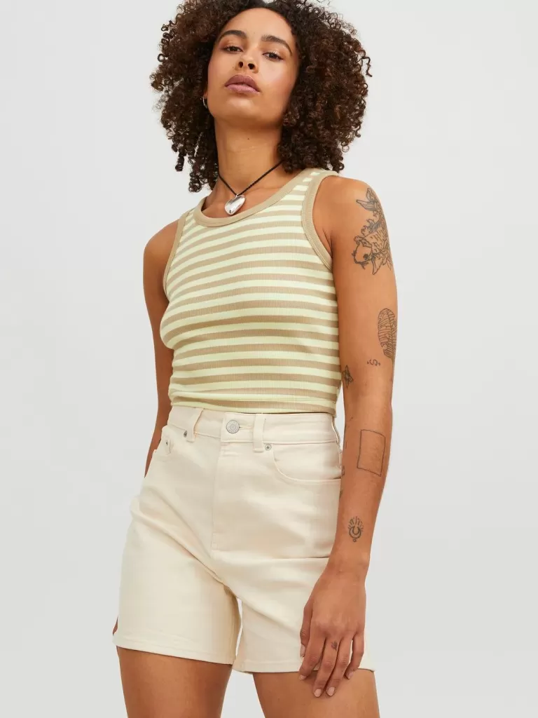 JACK & JONES Topy^JXFALLON Góra Beżowy