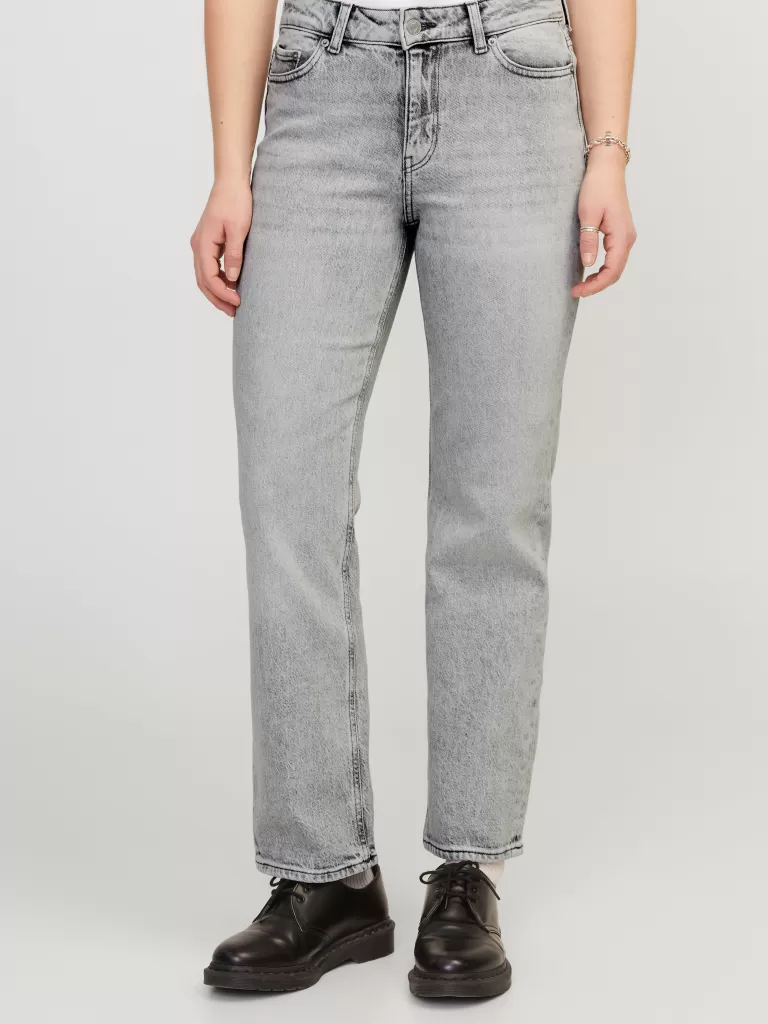 JACK & JONES Jeansy^JXNICE SL-STRAIGHT ANK MW C8111 DNM Szary