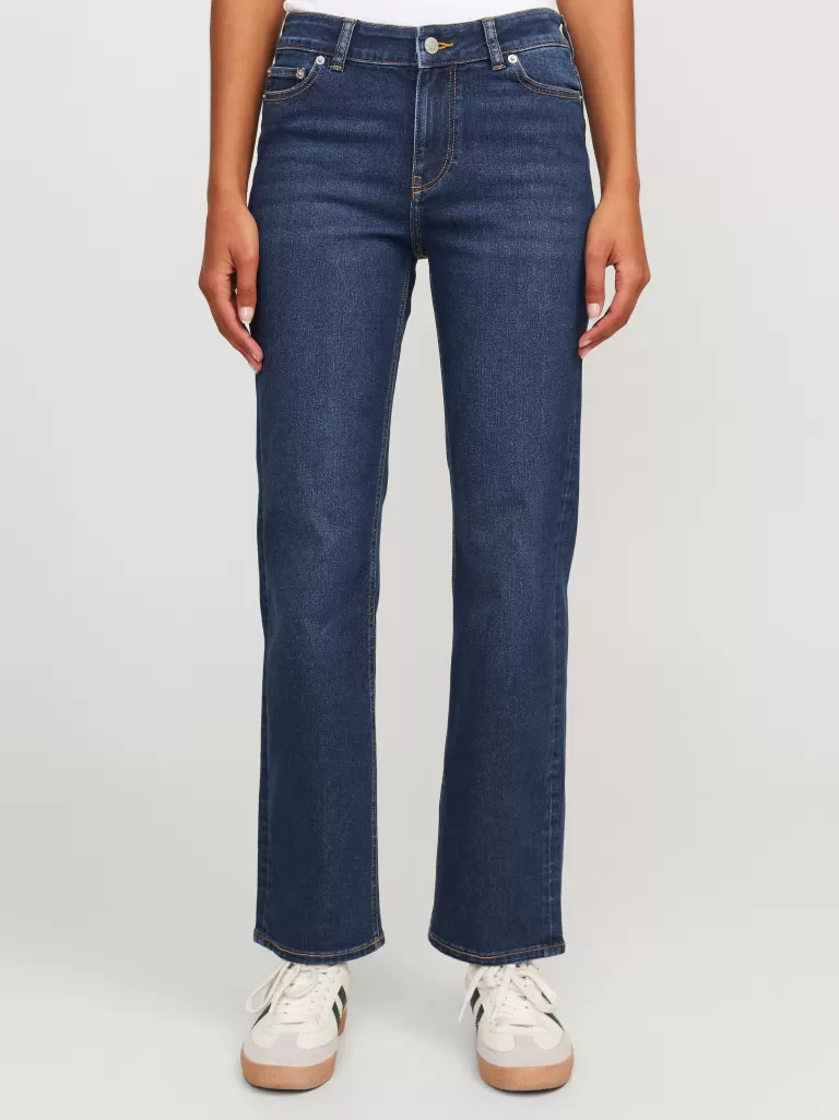 JACK & JONES Jeansy^JXNICE SL-STRAIGHT ANK MW C8117 DNM Niebieski