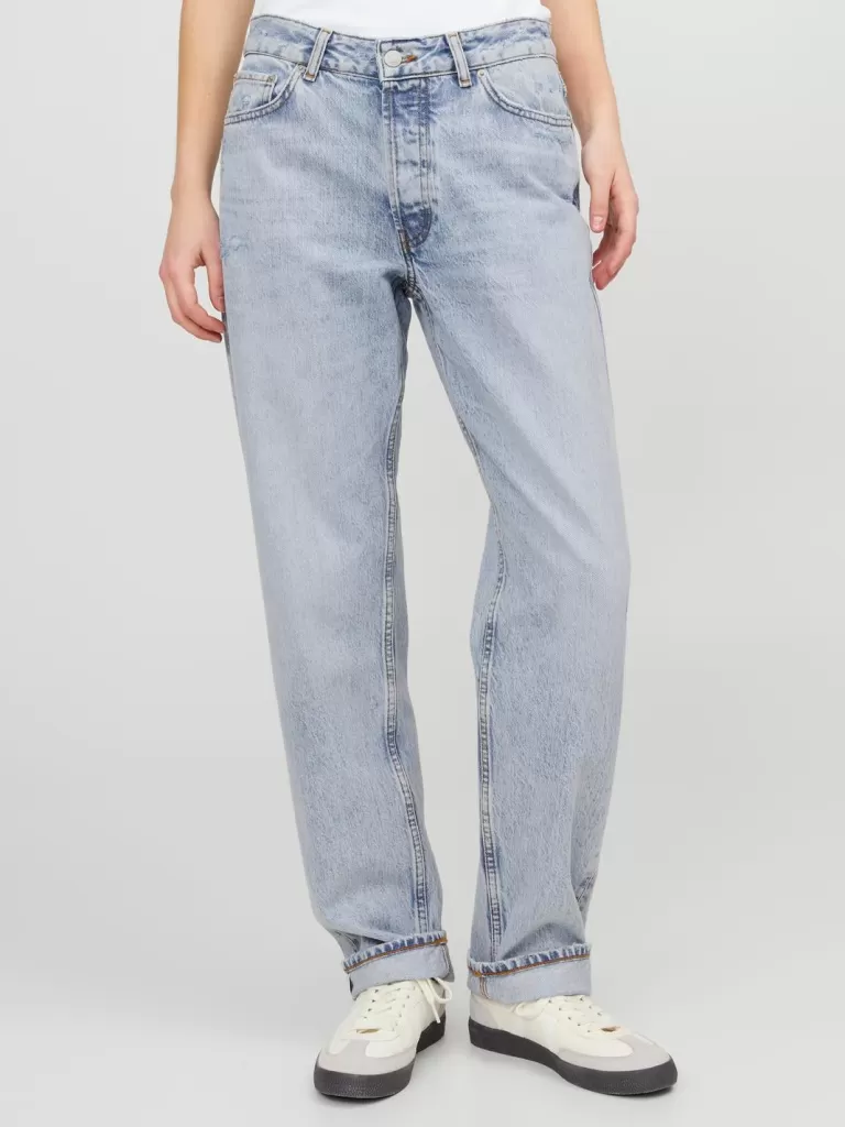 JACK & JONES Jeansy^JXSEOUL STRAIGHT MW CR3013 SV DNM NOOS Niebieski