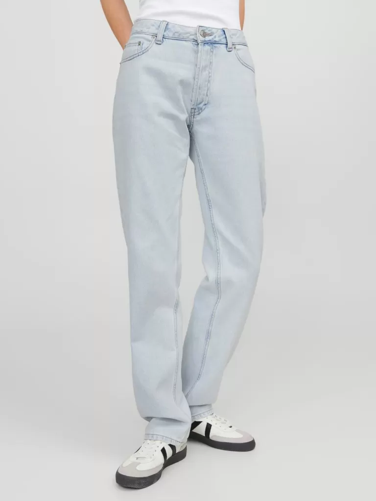 JACK & JONES Jeansy^JXSEOUL STRAIGHT MW JEANS R3083 DNM SN Niebieski