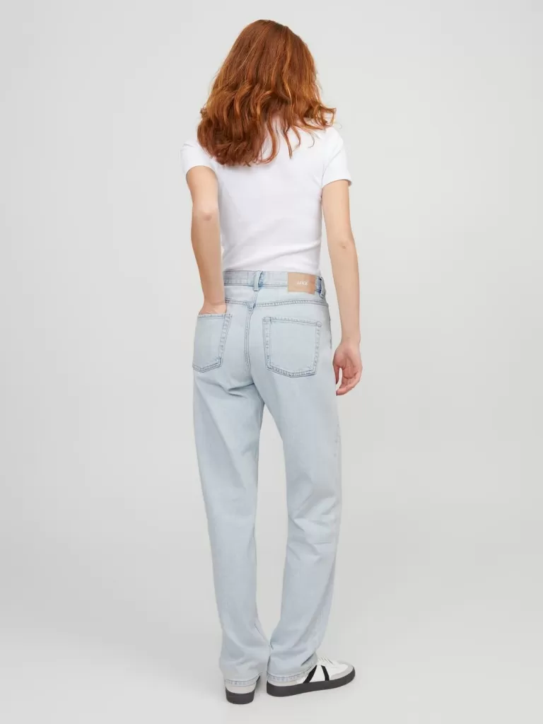 JACK & JONES Jeansy^JXSEOUL STRAIGHT MW JEANS R3083 DNM SN Niebieski
