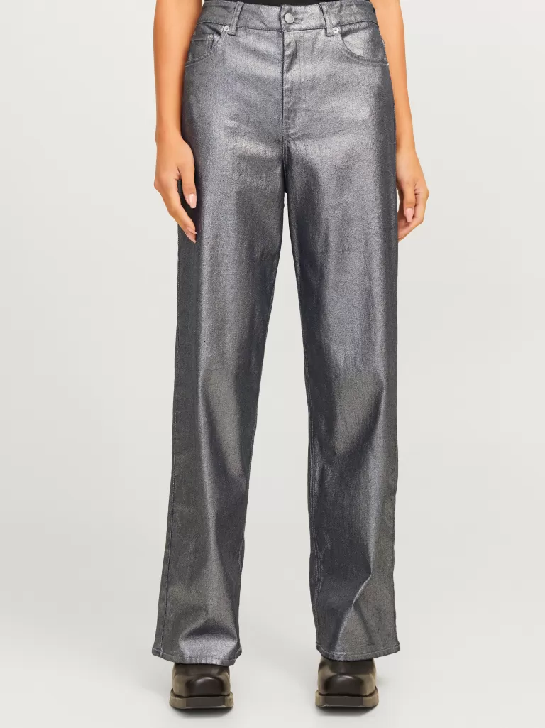 JACK & JONES Jeansy^JXTOKYO MIKEA WIDE HW SHINY JEANS DNM Szary