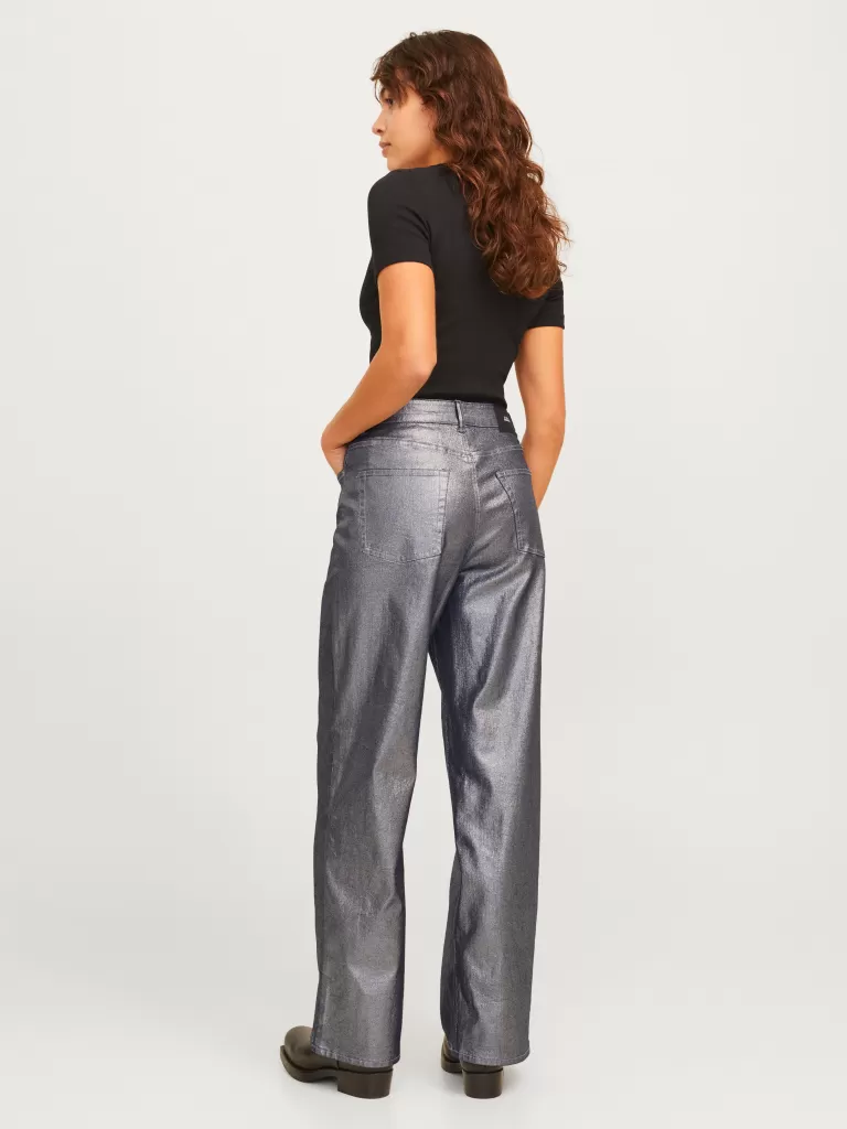 JACK & JONES Jeansy^JXTOKYO MIKEA WIDE HW SHINY JEANS DNM Szary