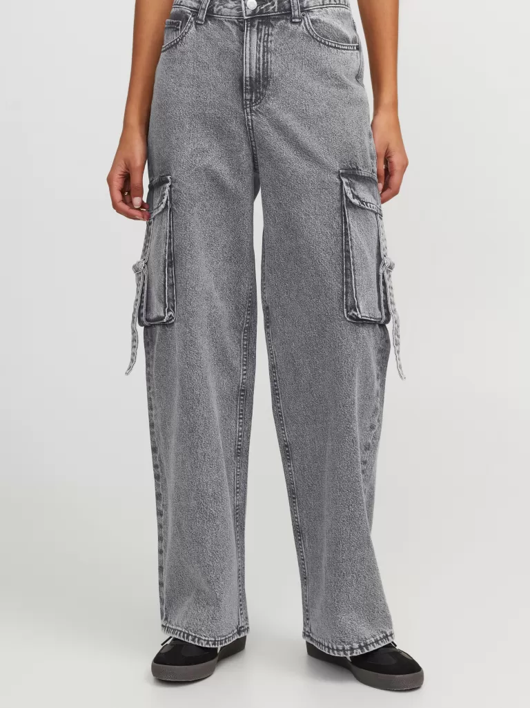 JACK & JONES Jeansy^JXTOKYO WIDE CARGO MW JEANS DNM Szary