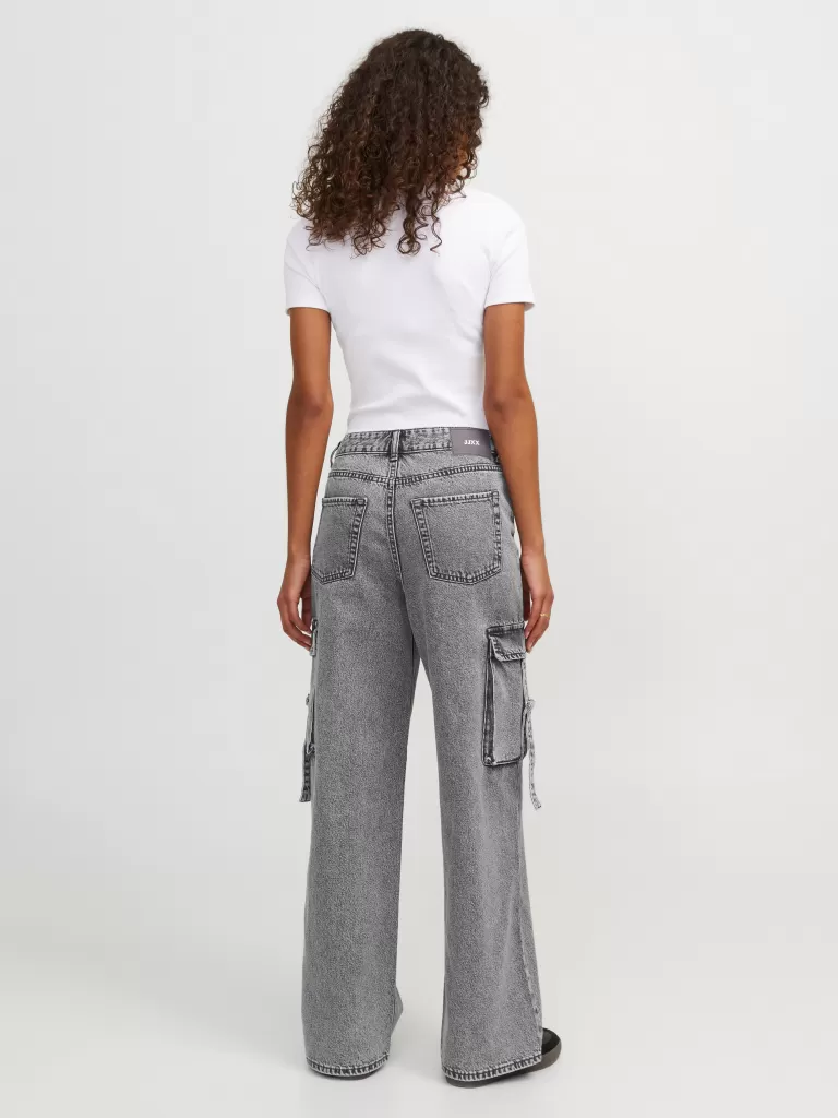 JACK & JONES Jeansy^JXTOKYO WIDE CARGO MW JEANS DNM Szary