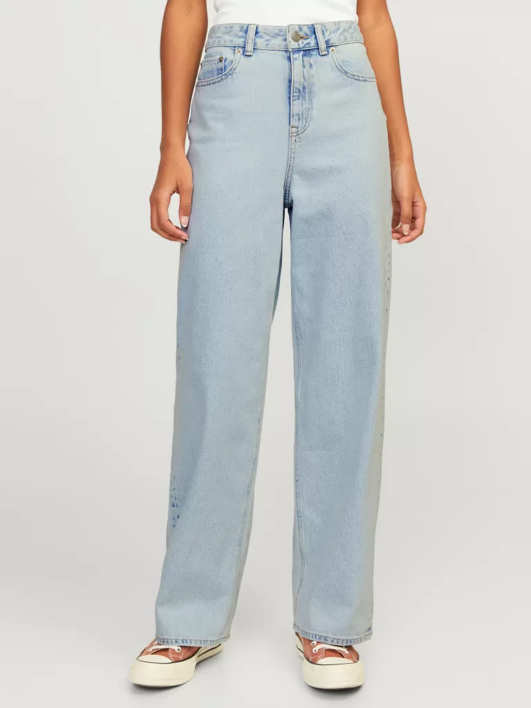 JACK & JONES Jeansy^JXTOKYO WIDE HW JEANS R6084 DNM LN Niebieski