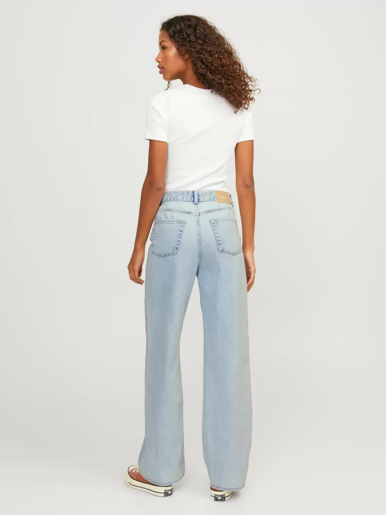 JACK & JONES Jeansy^JXTOKYO WIDE HW JEANS R6084 DNM LN Niebieski