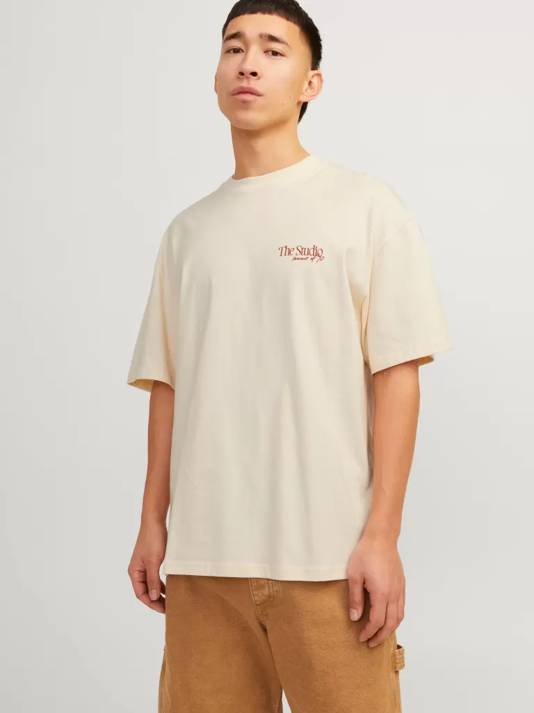 JACK & JONES Koszulki^Nadruk Okrągły dekolt T-shirt Biały