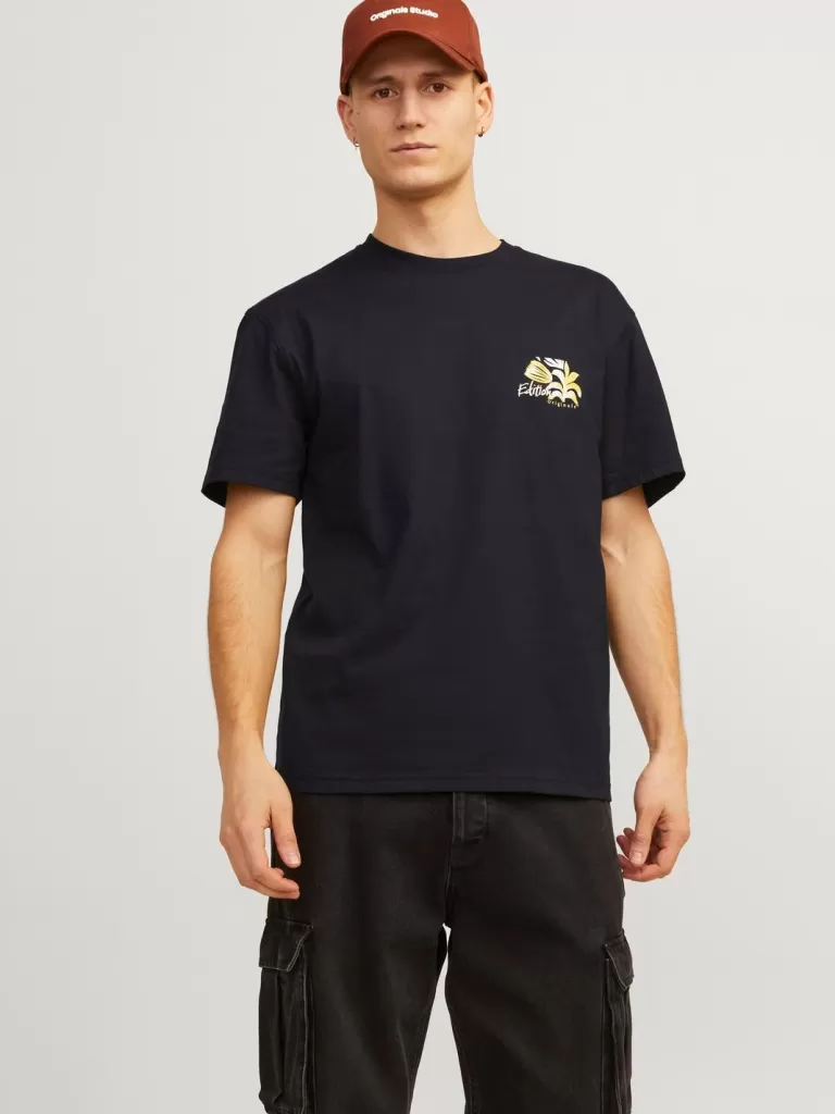 JACK & JONES Koszulki^Nadruk Okrągły dekolt T-shirt Czarny