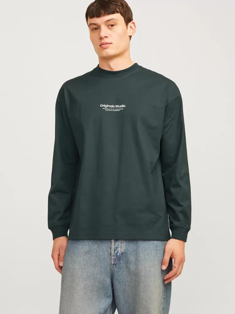 JACK & JONES Koszulki^Nadruk Okrągły dekolt T-shirt Zielony