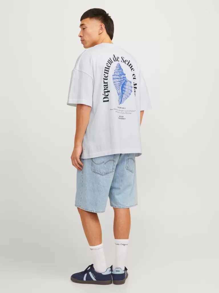 JACK & JONES Koszulki^Nadruk Okrągły dekolt T-shirt Biały