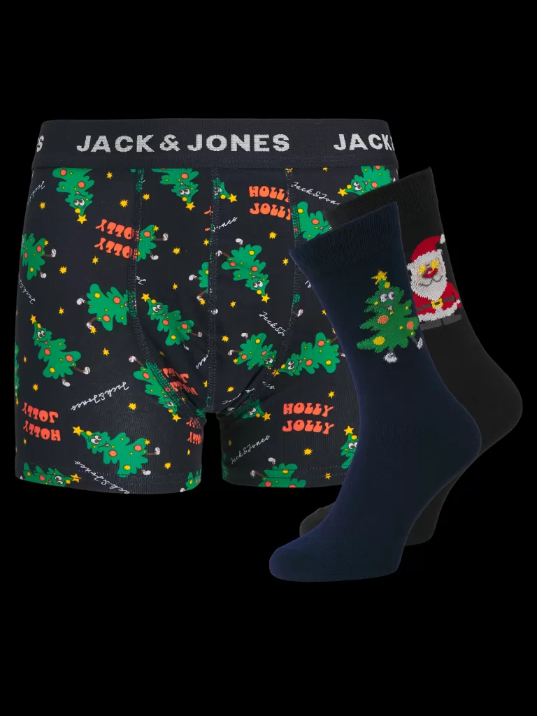 JACK & JONES Akcesoria^2-pak Pudełko prezentowe z bielizną i skarpetkami Junior Niebieski