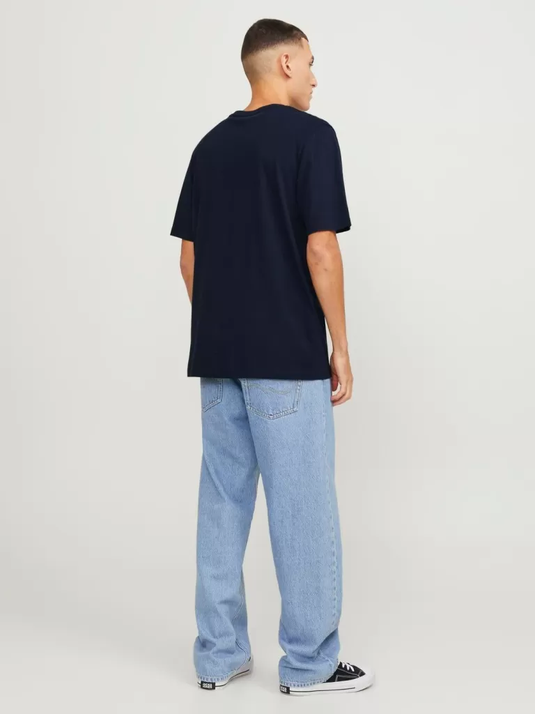 JACK & JONES Koszulki^Z logo Okrągły dekolt T-shirt Niebieski